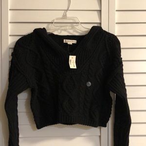Aeropostale black cable knot sweater with hood